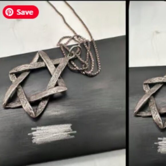 Vintage Asymmetrical Sterling Textured Star Of David Pendant - Picture 6 of 10